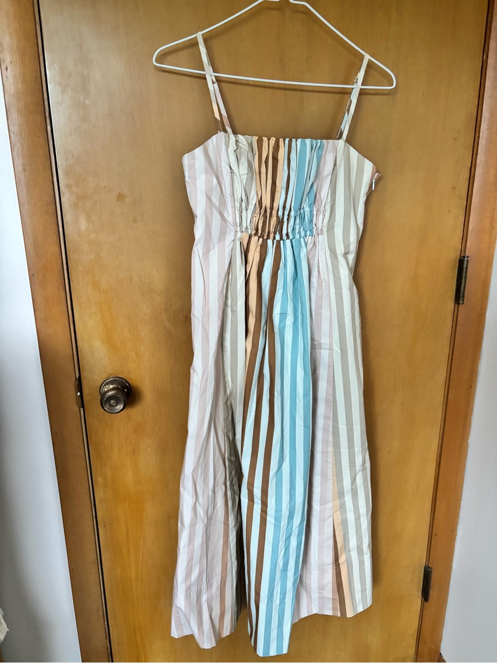 Maeve 100% Cotton Ruched Midi Dress